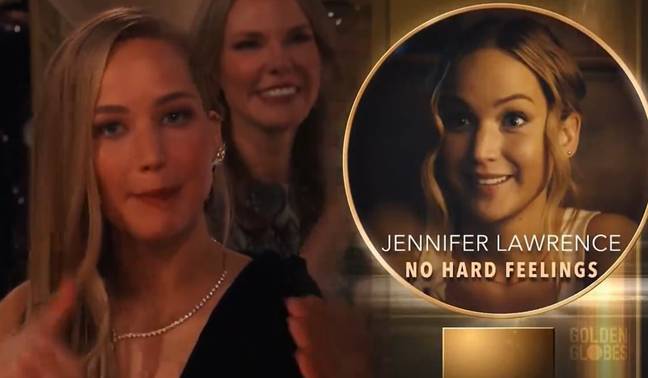 Jennifer Lawrence joked that she'd be out of there if she didn't win. Credit: CBS