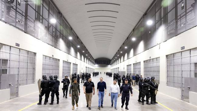 President Nayib Bukele was given a tour of the new prison. Credit: Government of El Salvador