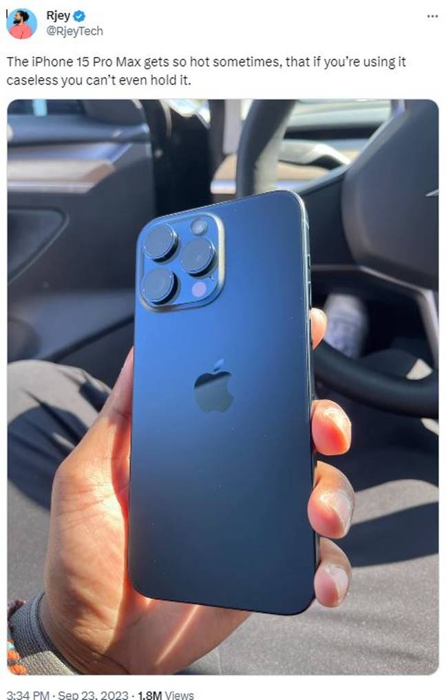 Some said the iPhone 15 could become too hot to hold. Credit: RjeyTech/Twitter