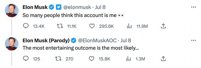 Elon himself responded to the jokes. Credit: Twitter/@elonmusk