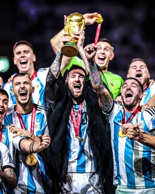 Lionel Messi finally lifts the World Cup trophy. Credit: Instagram