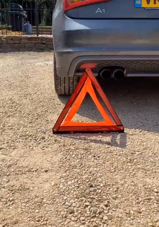 The warning triangle is really important if you break down. Credit: TikTok/@francescaca