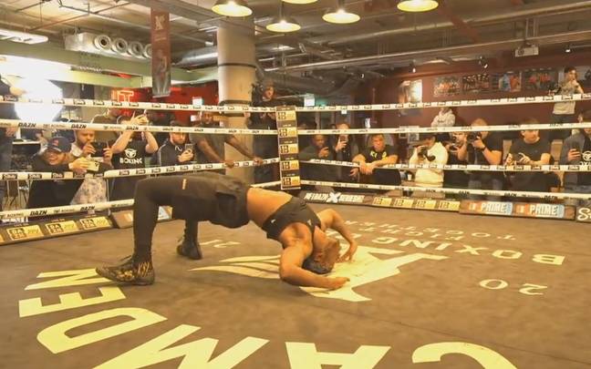 KSI is getting trolled for 'thinking he's Mike Tyson' by copying one of his most famous workouts. Credit: Twitter/@MisfitsBoxing