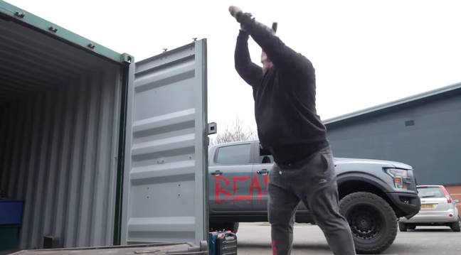 Hall used his strength to attempt to crack a safe. Credit: YouTube/Eddie Hall