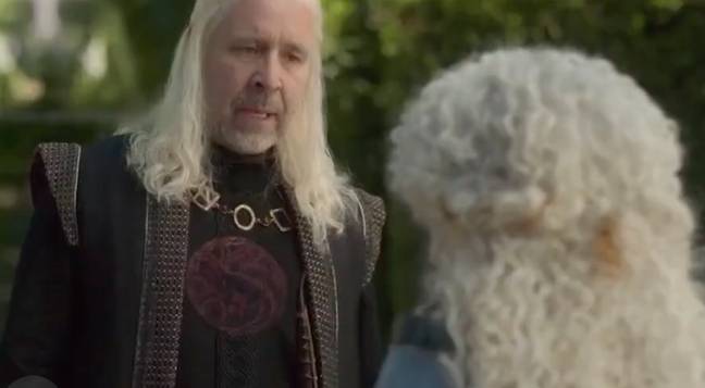 Viserys looked uncomfortable as he spoke to his potential young bride. Credit: HBO/Sky