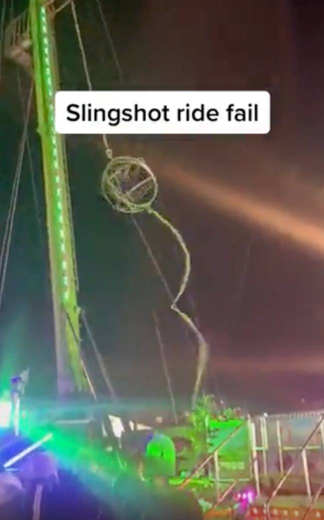 The ride malfunctioned, leaving two people trapped inside. Credit: Credit: Alby_LAD/Twitter
