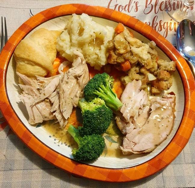Not a roastie to be seen on this festive dinner plate. Credit: LADbible