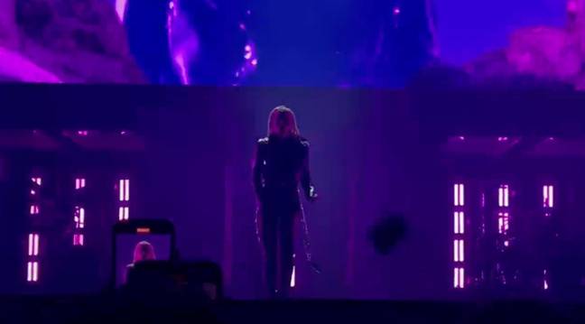 Lady Gaga was performing in Germany last week when something flew towards the stage. Credit: Twitter/@noah3020