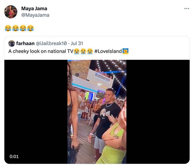 Maya Jama has reacted to the man checking her out. Credit: Twitter/@MayaJama