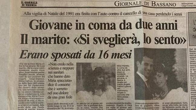 Miriam and Angelo had only been married a short while when she went into her coma. Credit: Il Giornale di Vicenza