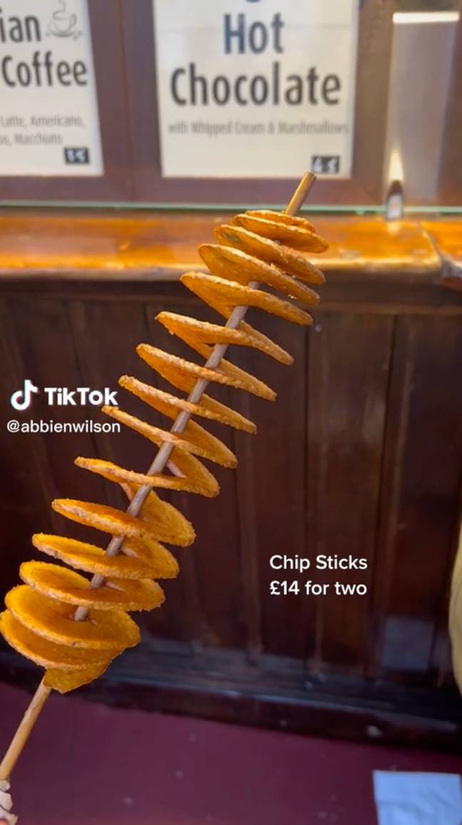 £7 each for potato on a stick. Credit: TikTok/@abbienwilson