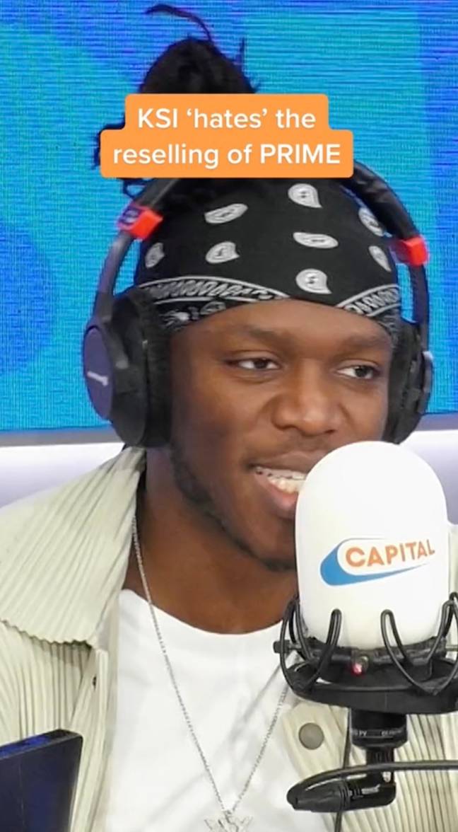 KSI 'hates' when people resell Prime for inflated prices. Credit: TikTok/@capitalofficial