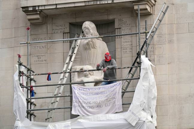This is the second time that the statue has been attacked since it was installed. Credit: PA