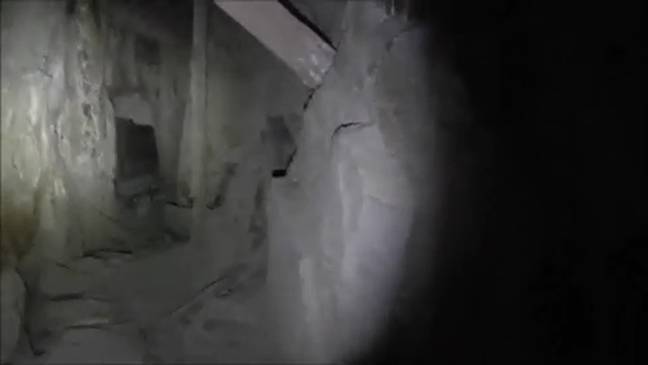 Testing his torch in an abandoned mine, this YouTuber heard some very creepy things in the dark. Credit: Credit: YouTube/Exploring Abandoned Mines and Unusual Places