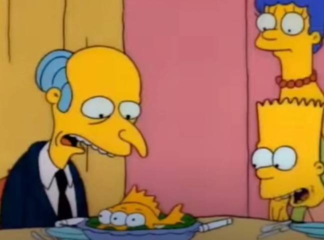 Mr. Burns is given a radioactive fish to eat. Credit: Disney+