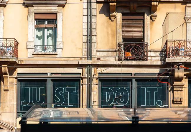 The famed 'Just Do It' slogan has some pretty macabre roots. Credit: David Taljat / Alamy Stock Photo