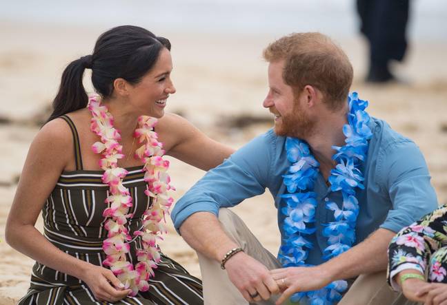 Prince Harry and Meghan Markle during a visit to South Bondi Beach in Sydney, on the fourth day of the royal couple's visit to Australia. in 2018. Credit: A Images / Alamy.