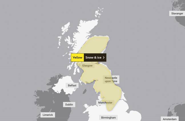 Amber warnings for snow and ice are in place today and tomorrow (11 and 12 March). Credit: Met Office