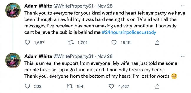 White said the support made him 'emotional'. Credit: @WhitePropertyS1/Twitter