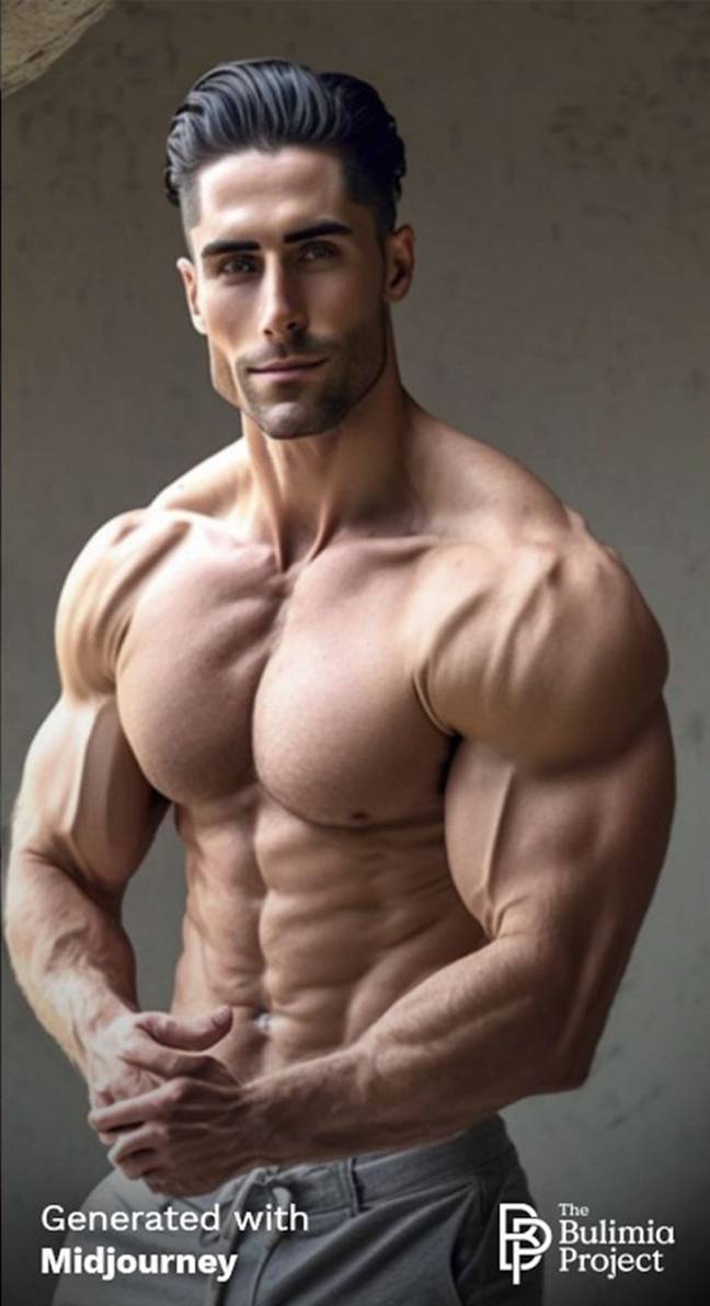 The image of the 'perfect' man has muscles and brown hair. Credit: The Bulimia Project