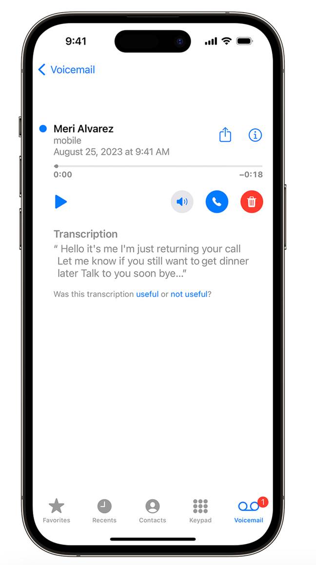 The live transcription feature gives you a greater insight into the call and whether or not you want to pick it up. Credit: Apple