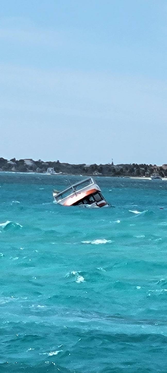 The excursion capsized after hitting some rough waves. Credit: Facebook/Kelly Schissel