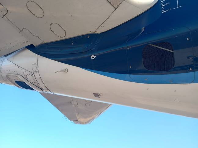 The passenger plane was struck by gunfire and didn't take off. Credit: Twitter/@marychuyglez