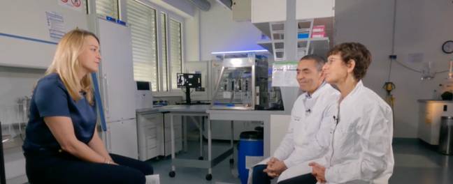 Professors Ugur Sahin and Ozlem Tureci have confirmed they hope a cancer vaccine will be available by 2030. Credit: BBC