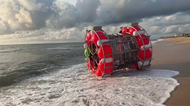 Baluchi has attempted to cross the sea in his human-powered hamster wheel multiple times before. Credit: Flagler County Sheriff's Office