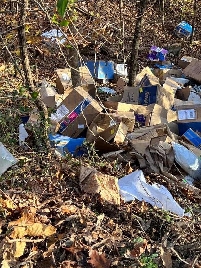 Hundreds of packages were discovered in the ravine. Credit: SWNS