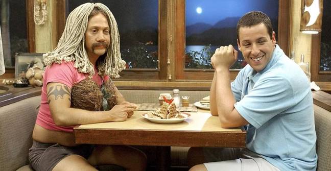 Adam Sandler and Rob Schneider can't escape each other in the industry. Credit: Columbia Pictures