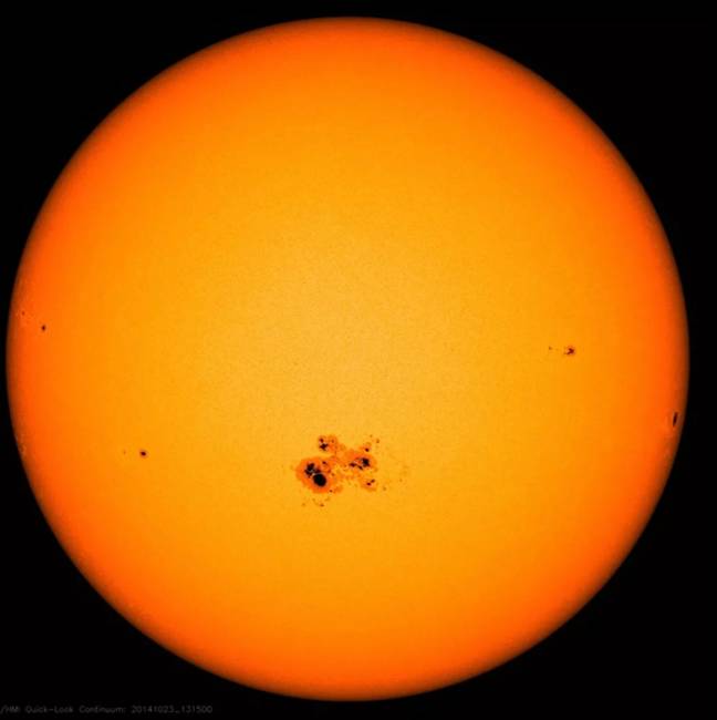The sun spot is clearly visible. Credit: NASA