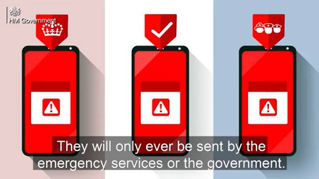 You get the alert, you acknowledge the alert, that's it. If someone tells you to click a link or download an app it's probably a scammer. Credit: UK Government