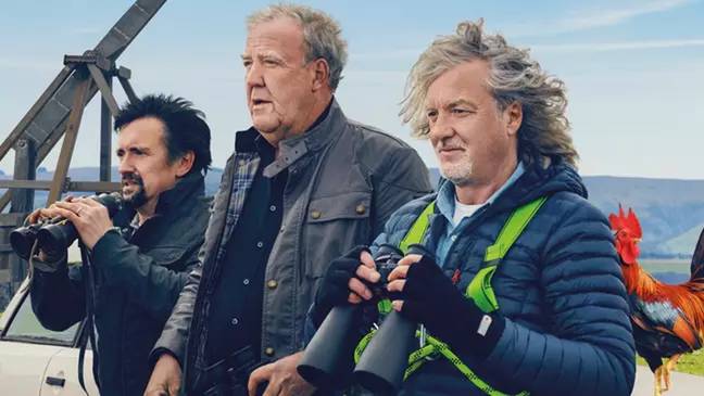 Clarkson, Hammond and May while filming for the Amazon series. Credit: Amazon Prime Video 