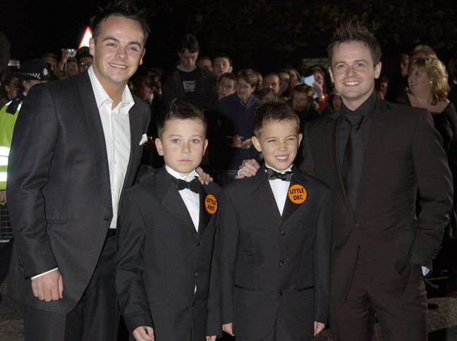 Little Ant and Dec with Big Ant and Dec. Credit: Alamy 