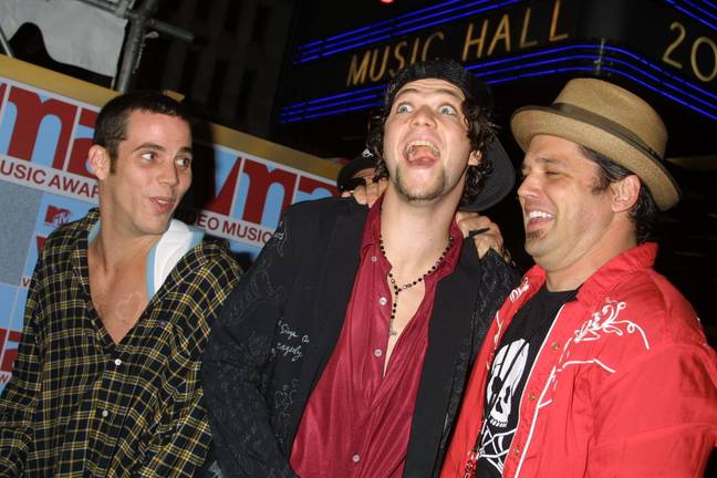 Steve-O, Bam Margera, and Johnny Knoxville back in the Jackass days. Credit: Erik Pendzich/Alamy Stock Photo