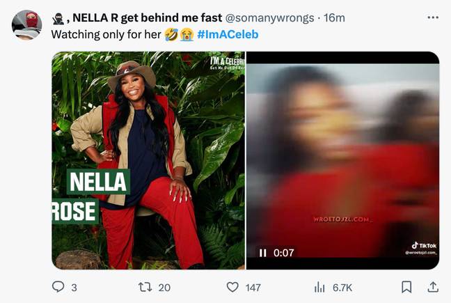 Nella Rose has made an early impression on I'm A Celeb. Credit: X