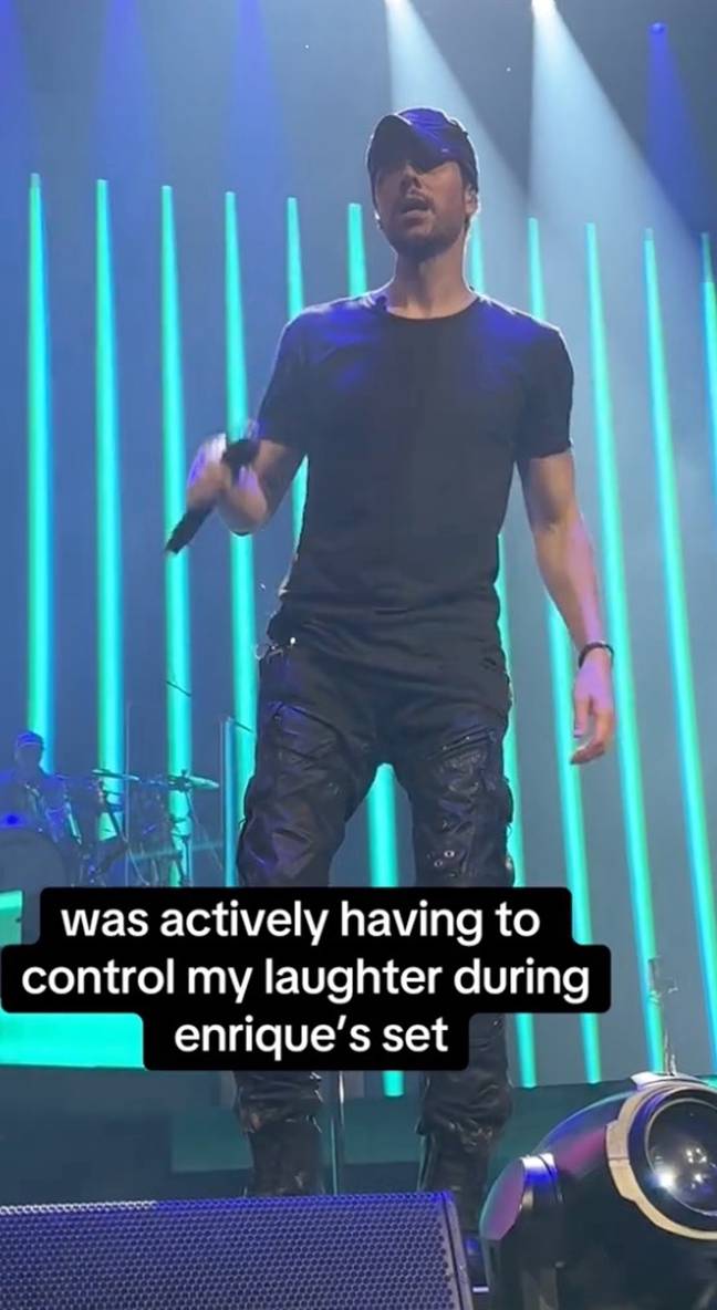 An Enrique Iglesias fan said she was struggling to hold in her laughter after the singer's recent performance went viral on TikTok. Credit: TikTok/@arieldiazz