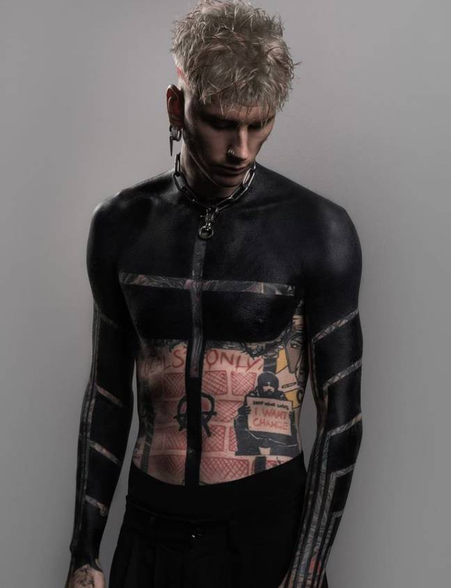 Fans of Machine Gun Kelly left shocked after seeing new half body tattoo