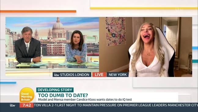 If the hopeful dates don't 'pass' the IQ test, they're 'out'. Credit: Good Morning Britain