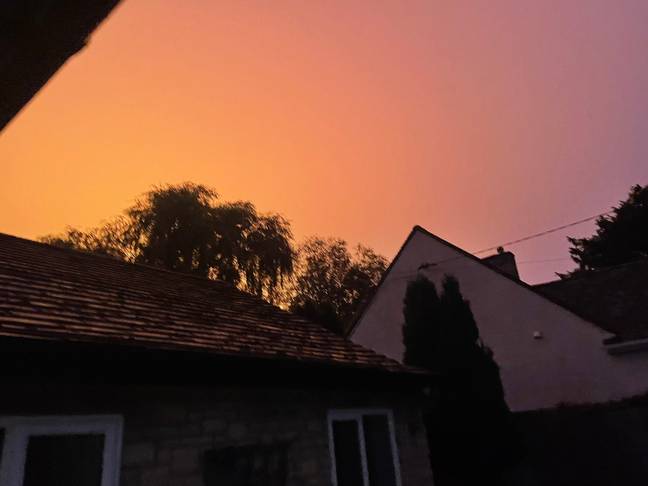 The fireball caused by the lightning strike lit up the sky. Credit: PA