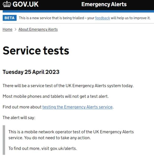 The notice was titled ‘Tuesday 25 April 2023’. Credit: UK Government