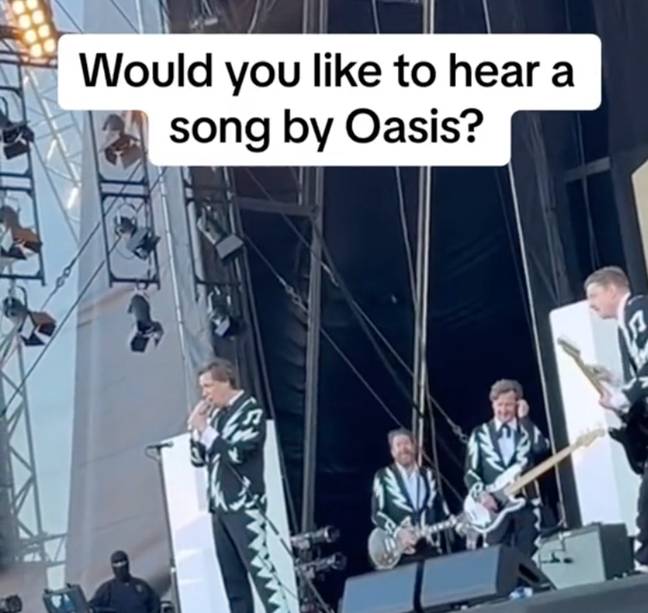 The Hives also asked the audience if they wanted to hear a song by Oasis. Credit: TikTok/ @the.hives