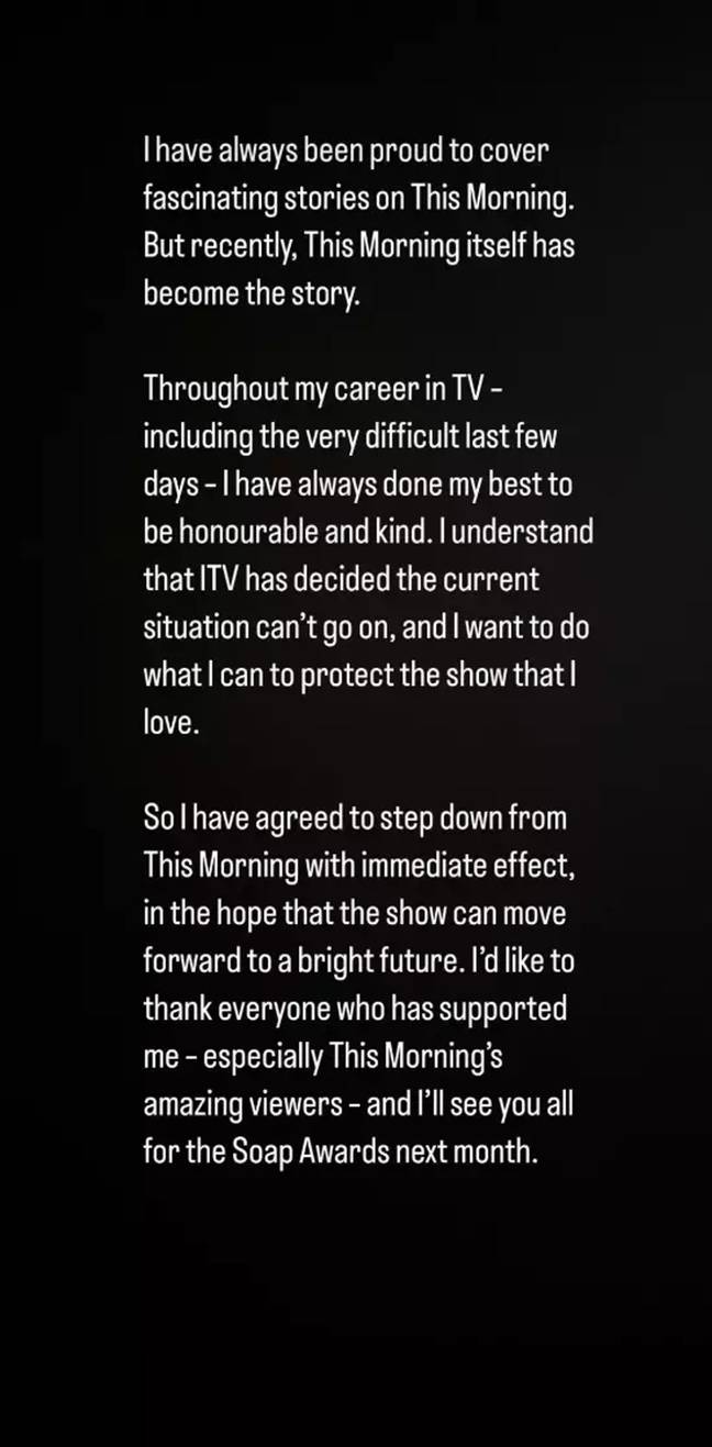 Phillip Schofield announced his departure on Instagram. Credit: Instagram/@schofe