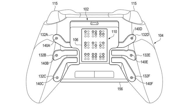 The patent for a Microsoft controller featuring braille / Credit: Microsoft, US Patent and Trademark Office