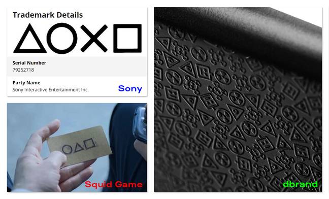 Dbrand's comparision between Squid Game and PlayStation // Credit: dbrand, Netflix, Sony