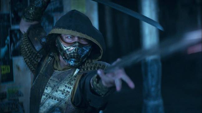 We see Scorpion use his trademark spear move in the 2021 film / Credit: Warner Bros. Pictures