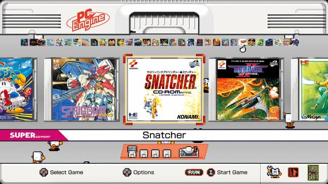 The menu screen of the PC Engine side of the Mini / Credit: Konami
