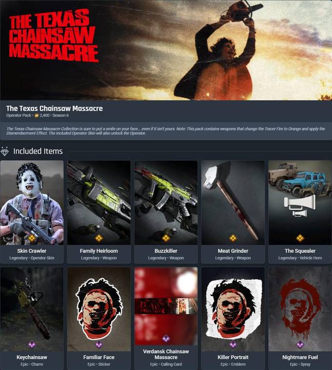 Call Of Duty Leatherface Bundle / Credit: COD Tracker