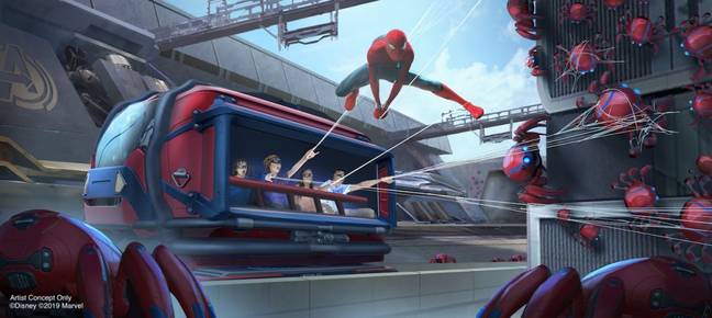 Guests will get to fling webs about like Spidey. Credit: Disney/Marvel